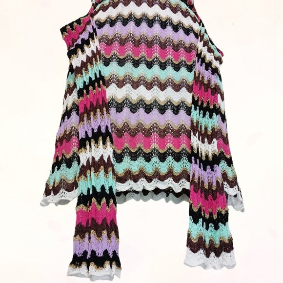 Guess Vintage Zig Zag Stretchy Metallic Gold Knit Fabric Belt Mini Dress Size S - Picture 6 of 16